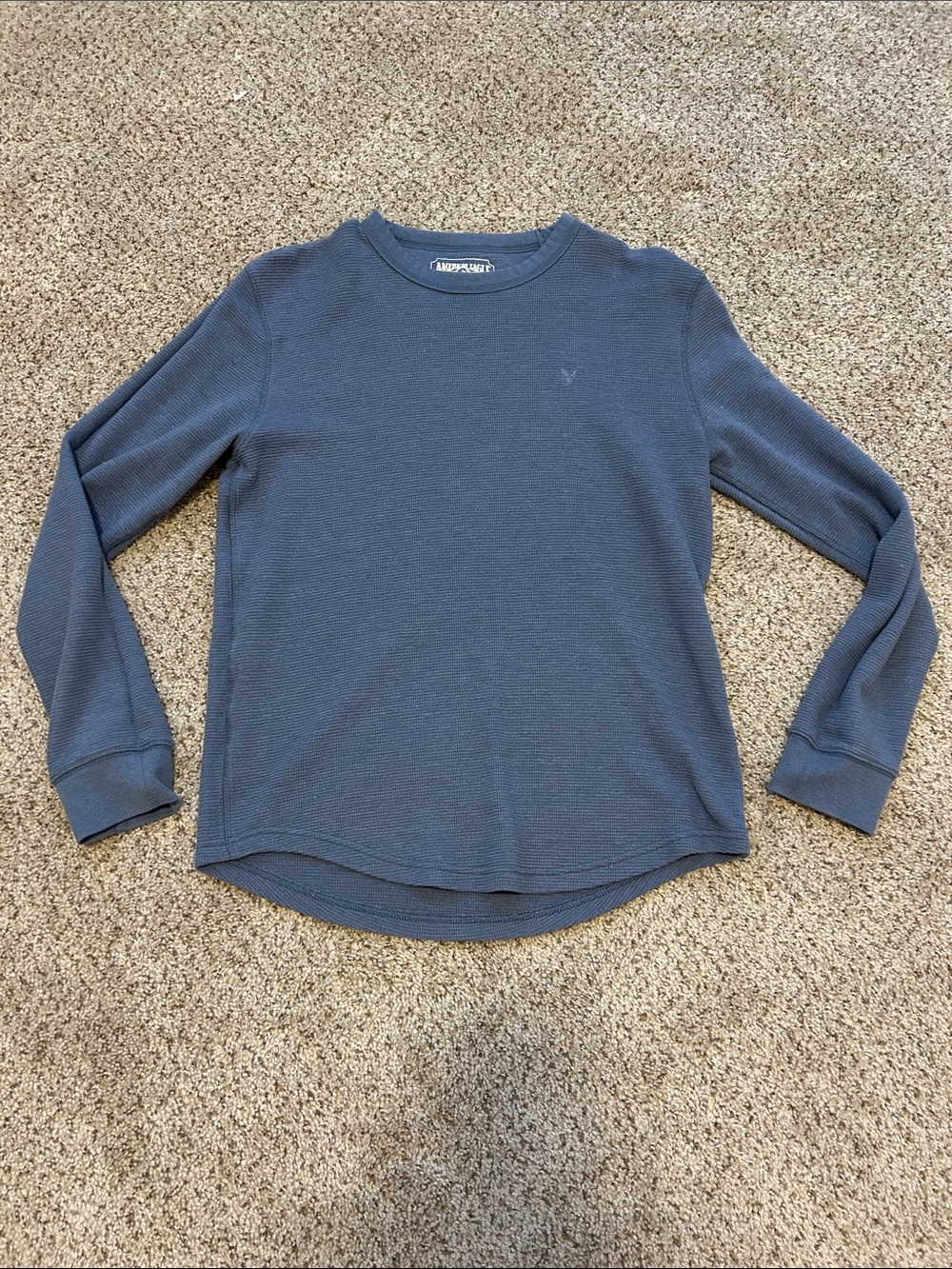 American Eagle Outfitters Men’s Long-Sleeve Waffle Top - Slate Blue
